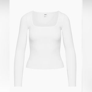 Aritzia TnaHomeStretch Squareneck Longsleeve white XL